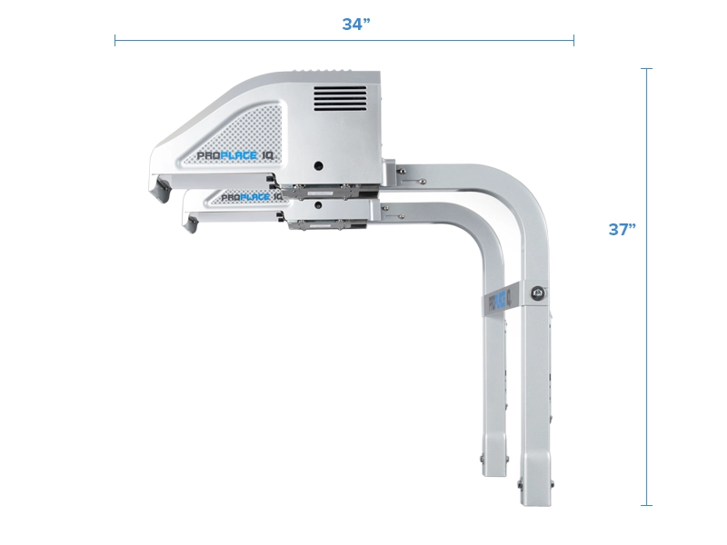 proplace iq equipment with dimensions on a white background