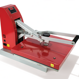 Red heat press machine on a white background