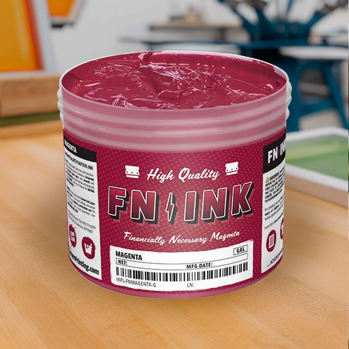 FN INK Magenta low cure non-phthalate plastisol screen printing ink
