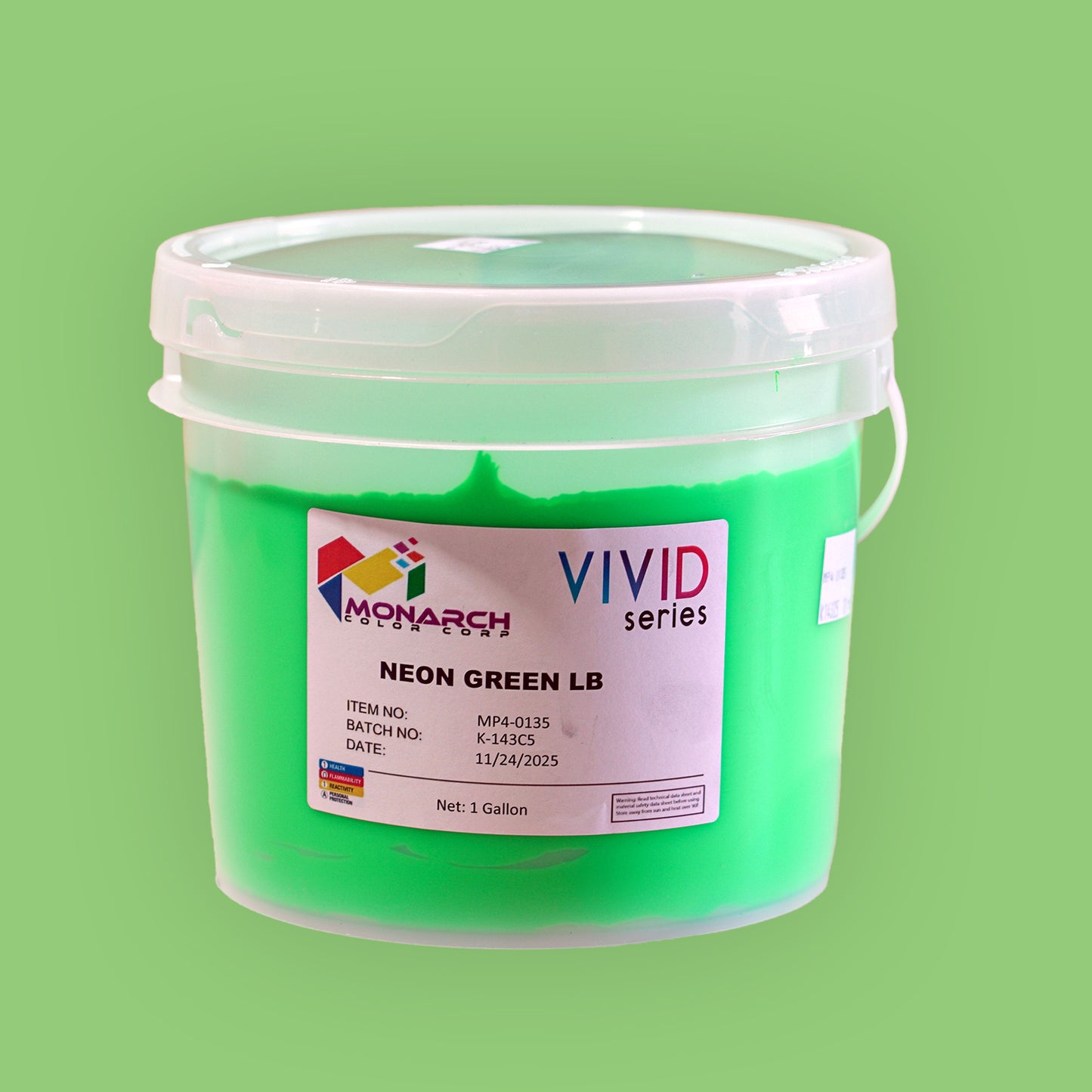 Monarch Vivid Neon Green LB Plastisol Ink, Gallon
