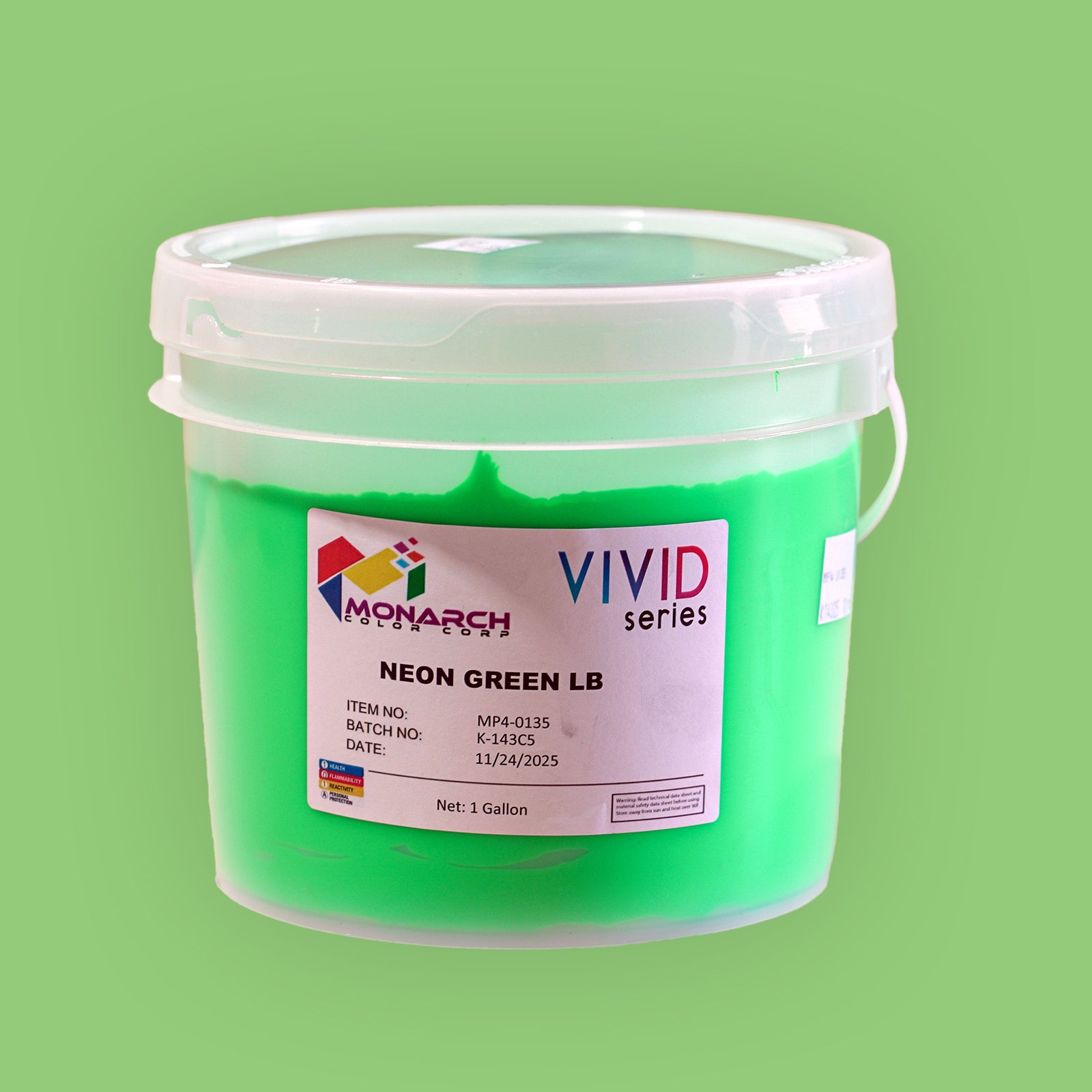Monarch Vivid Neon Green LB Plastisol Ink, Gallon
