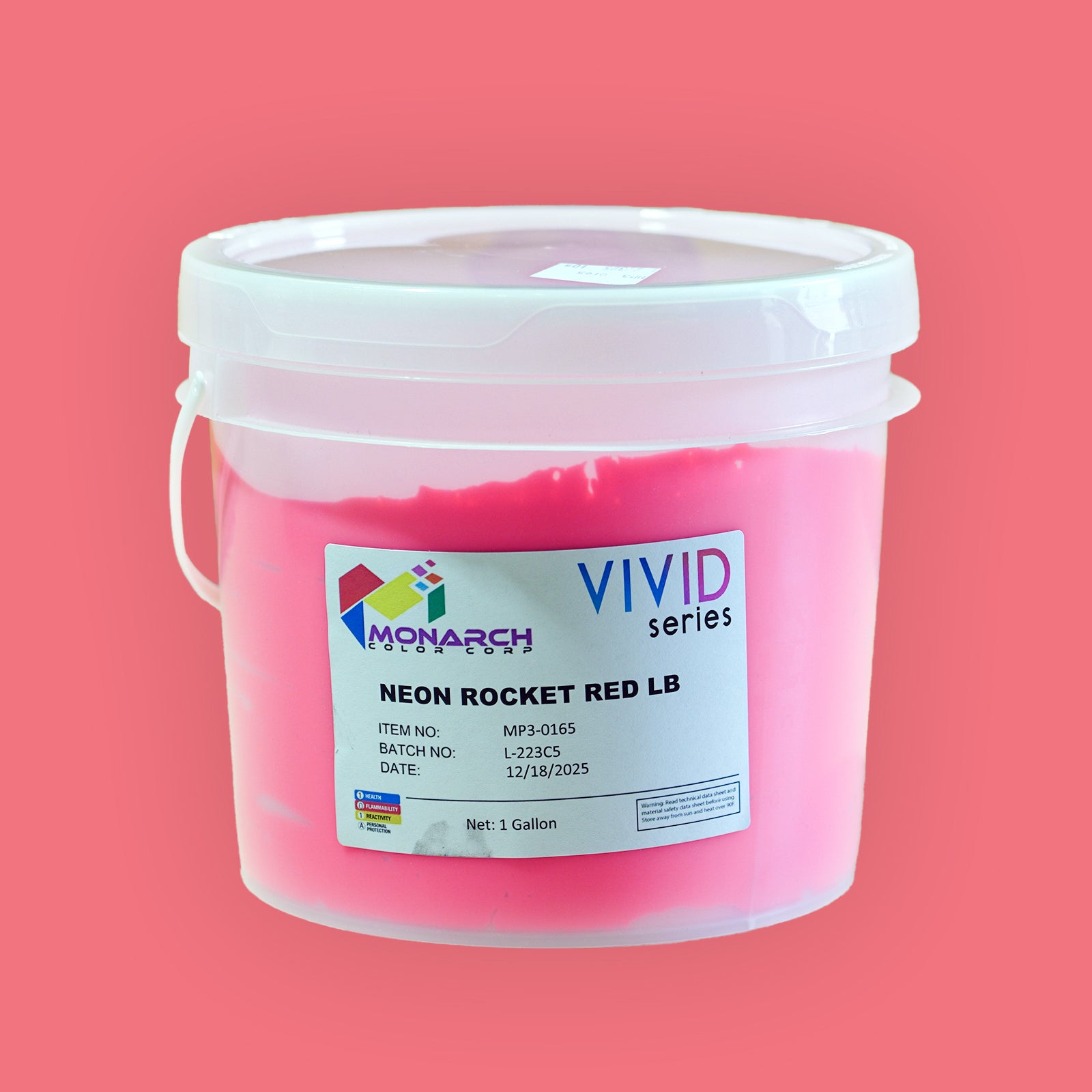 Monarch Vivid Neon Rocket Red LB Plastisol Ink, Gallon