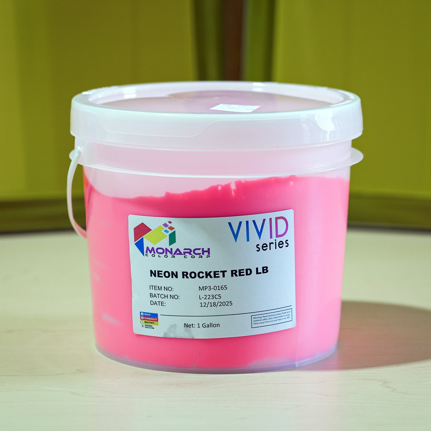 Monarch Vivid Neon Rocket Red LB Plastisol Ink, Gallon