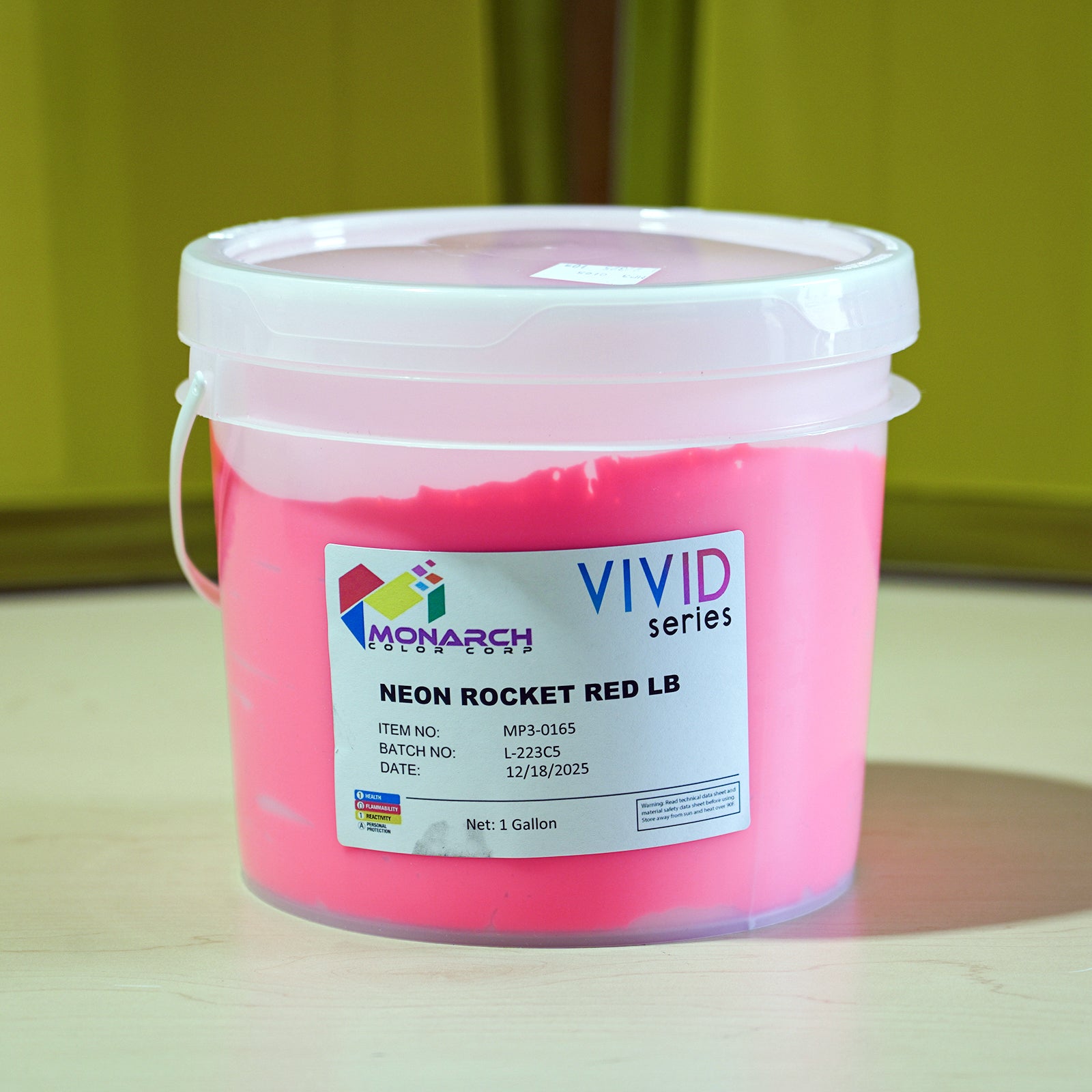 Monarch Vivid Neon Rocket Red LB Plastisol Ink, Gallon