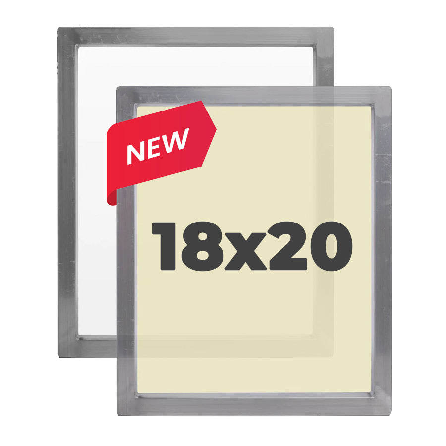Two 18x20 screen printing frames with a 'New' label on a white background